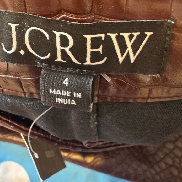 J. Crew Croc-Embellished Faux Leather Mini Skirt Midnight Brown Size 4 NWT - Picture 11 of 12